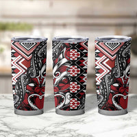 Aotearoa Maori Moko Art with Taniko Half Style Tumbler Cup