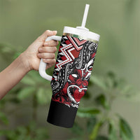 Aotearoa Maori Moko Art with Taniko Half Style Tumbler With Handle
