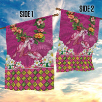 Hawaiian Lei Turtle and Plumeria Garden Flag Polynerian Art Tattoo-Plum Pink Color