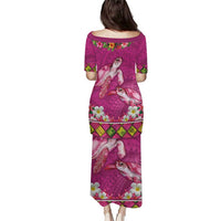 Hawaiian Lei Turtle and Plumeria Puletasi Polynerian Art Tattoo-Plum Pink Color