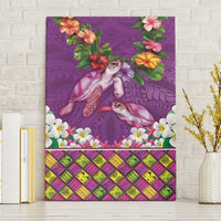 Hawaiian Lei Turtle and Plumeria Canvas Wall Art Polynerian Art Tattoo-Mauve Color