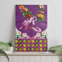 Hawaiian Lei Turtle and Plumeria Canvas Wall Art Polynerian Art Tattoo-Mauve Color