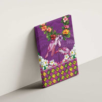 Hawaiian Lei Turtle and Plumeria Canvas Wall Art Polynerian Art Tattoo-Mauve Color