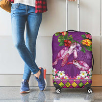 Hawaiian Lei Turtle and Plumeria Luggage Cover Polynerian Art Tattoo-Mauve Color