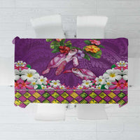 Hawaiian Lei Turtle and Plumeria Tablecloth Polynerian Art Tattoo-Mauve Color