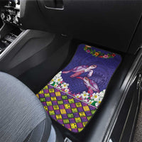 Hawaiian Lei Turtle and Plumeria Car Mats Polynerian Art Tattoo-Navy Color