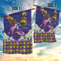 Hawaiian Lei Turtle and Plumeria Garden Flag Polynerian Art Tattoo-Navy Color