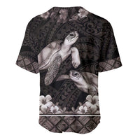 Hawaiian Lei Turtle and Plumeria Baseball Jersey Polynerian Art Tattoo-Grayscale Mode
