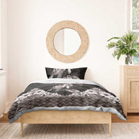 Hawaiian Lei Turtle and Plumeria Bedding Set Polynerian Art Tattoo-Grayscale Mode