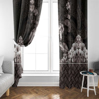 Hawaiian Lei Turtle and Plumeria Window Curtain Polynerian Art Tattoo-Grayscale Mode