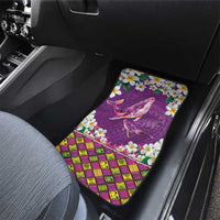 Hawaiian Plumeria and Humpback Whales Car Mats Polynerian Art Tattoo-Mauve Color