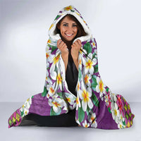 Hawaiian Plumeria and Humpback Whales Hooded Blanket Polynerian Art Tattoo-Mauve Color