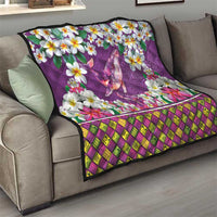 Hawaiian Plumeria and Humpback Whales Quilt Polynerian Art Tattoo-Mauve Color