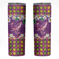 Hawaiian Plumeria and Humpback Whales Skinny Tumbler Polynerian Art Tattoo-Mauve Color