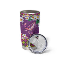 Hawaiian Plumeria and Humpback Whales Tumbler Cup Polynerian Art Tattoo-Mauve Color