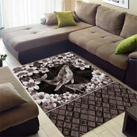 Hawaiian Plumeria and Humpback Whales Area Rug Polynerian Art Tattoo-Grayscale Mode