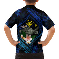 Hawaii Turtle Plumeria Flower Fanciful Family Matching Short Sleeve Bodycon Dress and Hawaiian Shirt