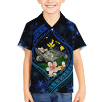 Hawaii Turtle Plumeria Flower Fanciful Kid Hawaiian Shirt