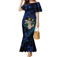 Hawaii Turtle Plumeria Flower Fanciful Mermaid Dress LT03 Women Black - Polynesian Pride