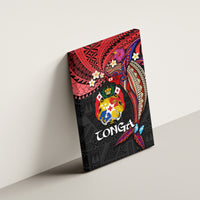 Tonga Emancipation Day Canvas Wall Art Ngatu Humpback Whale Polynesian Flower