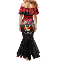 Tonga Emancipation Day Family Matching Mermaid Dress and Hawaiian Shirt Ngatu Humpback Whale Polynesian Flower LT03 - Polynesian Pride