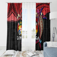 Tonga Emancipation Day Window Curtain Ngatu Humpback Whale Polynesian Flower