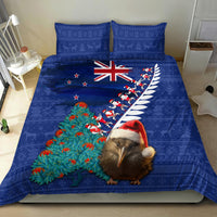 New Zealand Christmas Bedding Set Kiwi Bird Santa and Silver Fern Funny Haka Dance