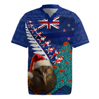 New Zealand Christmas Rugby Jersey Kiwi Bird Santa and Silver Fern Funny Haka Dance