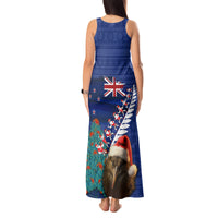 New Zealand Christmas Tank Maxi Dress Kiwi Bird Santa and Silver Fern Funny Haka Dance LT03 - Polynesian Pride