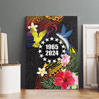 Cook Islands Independence Day Canvas Wall Art Maroro and Kakaia with Hibiscus Flower Polynesian Pattern
