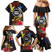 Cook Islands Independence Day Family Matching Mermaid Dress and Hawaiian Shirt Maroro and Kakaia with Hibiscus Flower Polynesian Pattern