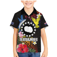 Cook Islands Independence Day Family Matching Mermaid Dress and Hawaiian Shirt Maroro and Kakaia with Hibiscus Flower Polynesian Pattern