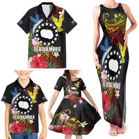 Cook Islands Independence Day Family Matching Tank Maxi Dress and Hawaiian Shirt Maroro and Kakaia with Hibiscus Flower Polynesian Pattern