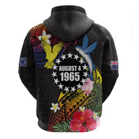 Cook Islands Independence Day Hoodie Maroro and Kakaia with Hibiscus Flower Polynesian Pattern