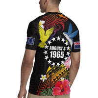 Cook Islands Independence Day Rugby Jersey Maroro and Kakaia with Hibiscus Flower Polynesian Pattern