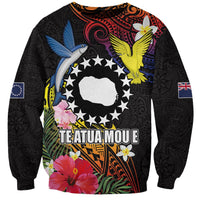 Cook Islands Independence Day Sweatshirt Maroro and Kakaia with Hibiscus Flower Polynesian Pattern