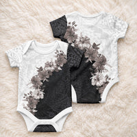 Hawaii Grayscale Hibiscus Flowers Baby Onesie
