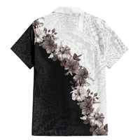 Hawaii Grayscale Hibiscus Flowers Family Matching Mermaid Dress and Hawaiian Shirt Polynesian Pattern With Half Black White Version