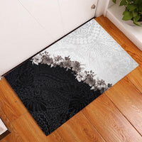 Hawaii Grayscale Hibiscus Flowers Rubber Doormat Polynesian Pattern With Half Black White Version LT03 - Polynesian Pride
