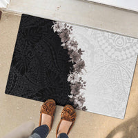 Hawaii Grayscale Hibiscus Flowers Rubber Doormat Polynesian Pattern With Half Black White Version LT03 - Polynesian Pride