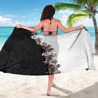 Hawaii Grayscale Hibiscus Flowers Sarong Polynesian Pattern With Half Black White Version