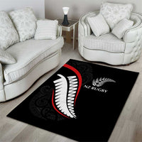 New Zealand Rugby Area Rug Sporty Silver Fern Shape with Maori Tattoos - Polynesian Pride