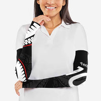 New Zealand Rugby Custom Arm Sleeves Sporty Silver Fern Shape with Maori Tattoos - Polynesian Pride