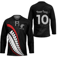 New Zealand Rugby Custom Hockey Jersey Sporty Silver Fern Shape with Maori Tattoos LT03 - Polynesian Pride