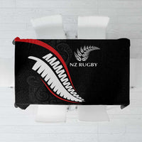 New Zealand Rugby Tablecloth Sporty Silver Fern Shape with Maori Tattoos - Polynesian Pride