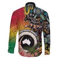Vanuatu and Australia Together Family Matching Long Sleeve Bodycon Dress and Hawaiian Shirt Kangaroo with Pig Tusk Indigenous Pattern LT03 - Polynesian Pride