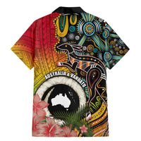 Vanuatu and Australia Together Family Matching Mermaid Dress and Hawaiian Shirt Kangaroo with Pig Tusk Indigenous Pattern LT03 - Polynesian Pride