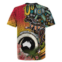 Vanuatu and Australia Together Rugby Jersey Kangaroo with Pig Tusk Indigenous Pattern