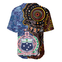 Samoa and Australia Together Baseball Jersey Kangaroo and Tribal Hibiscus Aboriginal Pattern