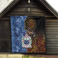 Samoa and Australia Together Quilt Kangaroo and Tribal Hibiscus Aboriginal Pattern